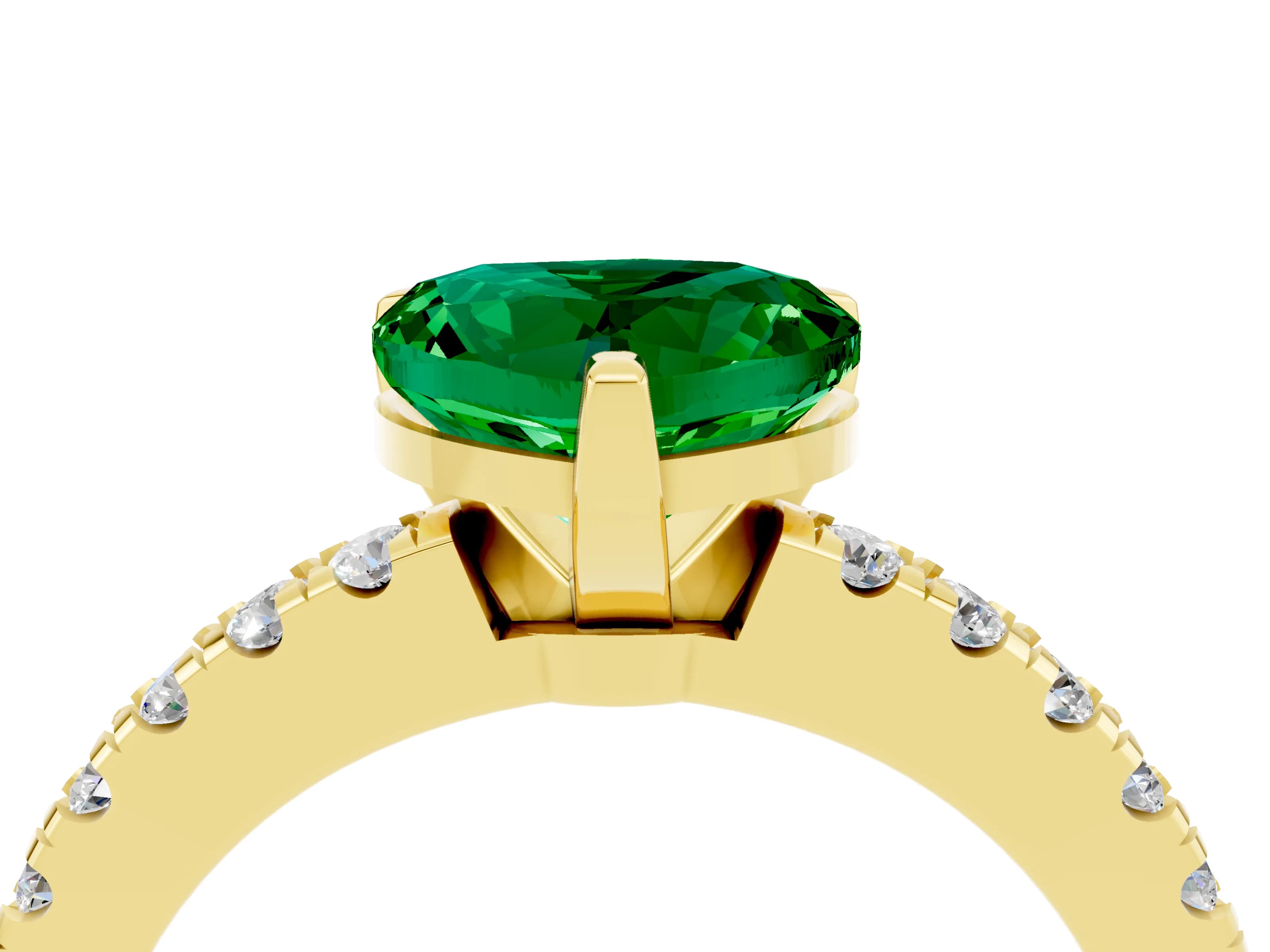 Yellow gold Heart Cut Solitaire Diamond with Pavé Band and Four-Prong Setting_4