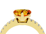 Yellow gold Heart Cut Solitaire Diamond with Pavé Band and Four-Prong Setting_4