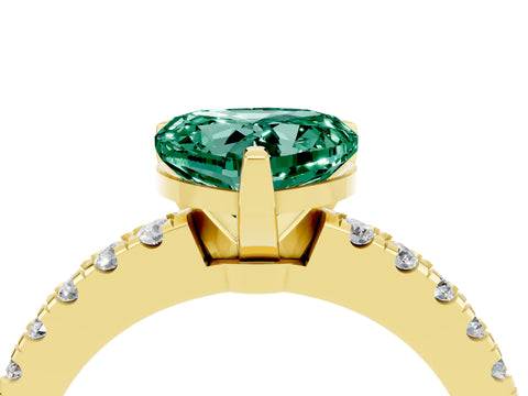 Yellow gold Heart Cut Solitaire Diamond with Pavé Band and Four-Prong Setting_4