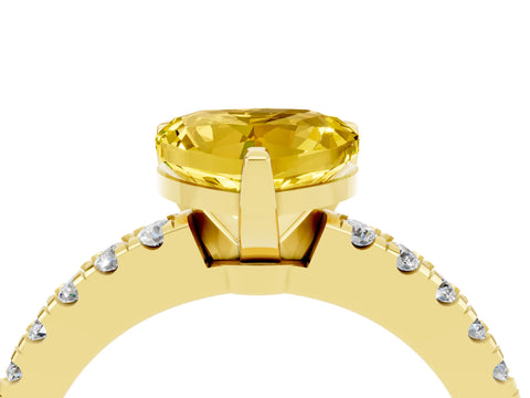 Yellow gold Heart Cut Solitaire Diamond with Pavé Band and Four-Prong Setting_4