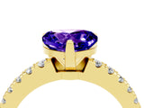 Yellow gold Heart Cut Solitaire Diamond with Pavé Band and Four-Prong Setting_4