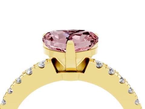 Yellow gold Heart Cut Solitaire Diamond with Pavé Band and Four-Prong Setting_4