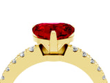 Yellow gold Heart Cut Solitaire Diamond with Pavé Band and Four-Prong Setting_4