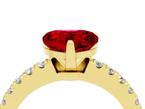 Yellow gold Heart Cut Solitaire Diamond with Pavé Band and Four-Prong Setting_4