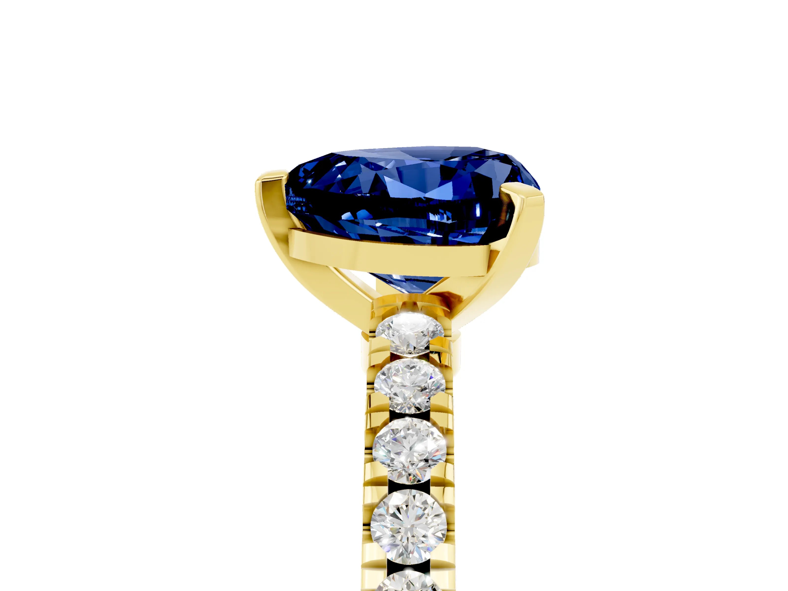 Yellow gold Heart Cut Solitaire Diamond with Pavé Band and Four-Prong Setting_5