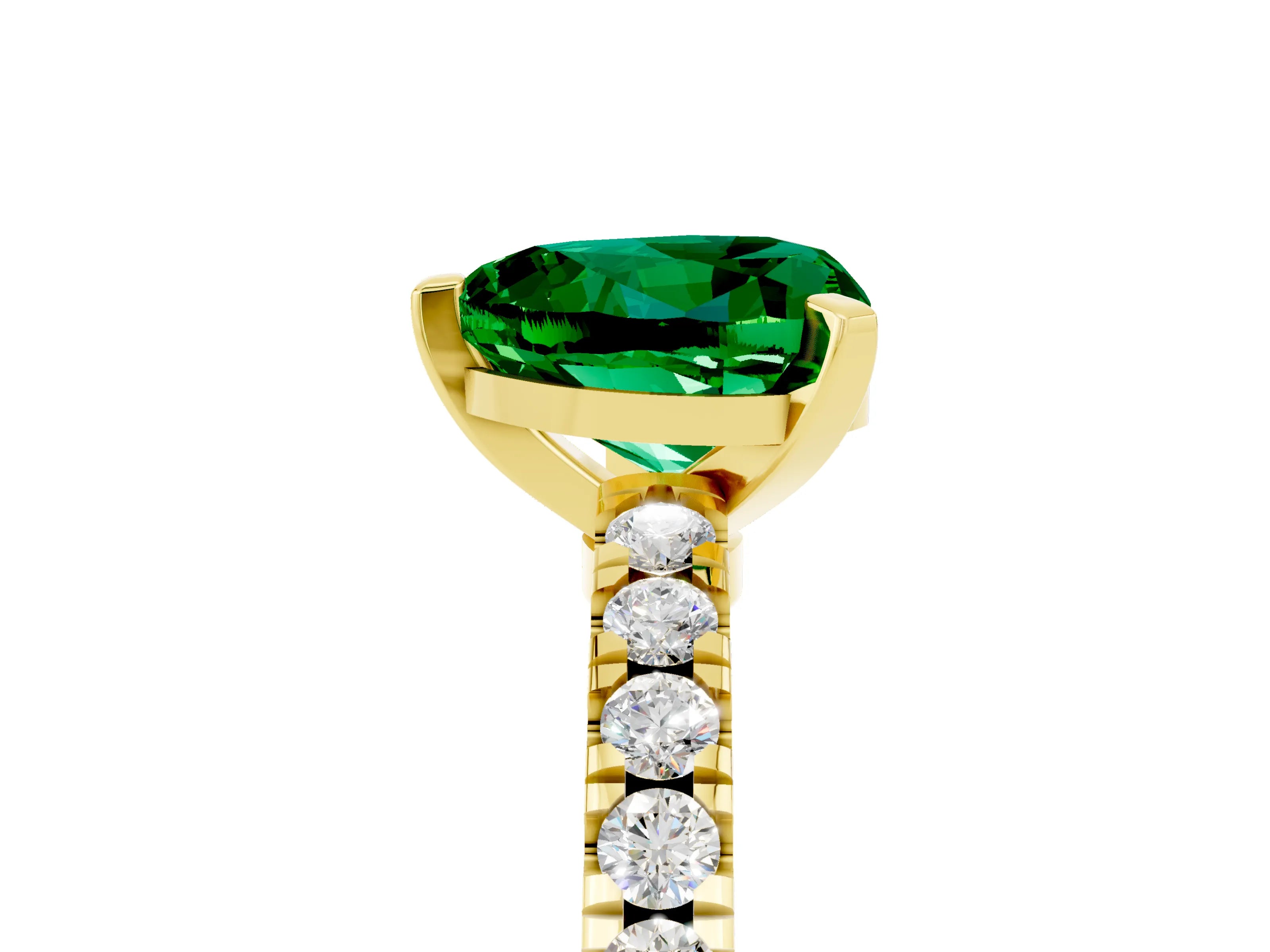 Yellow gold Heart Cut Solitaire Diamond with Pavé Band and Four-Prong Setting_5
