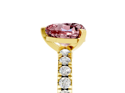 Yellow gold Heart Cut Solitaire Diamond with Pavé Band and Four-Prong Setting_5