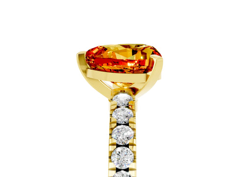 Yellow gold Heart Cut Solitaire Diamond with Pavé Band and Four-Prong Setting_5