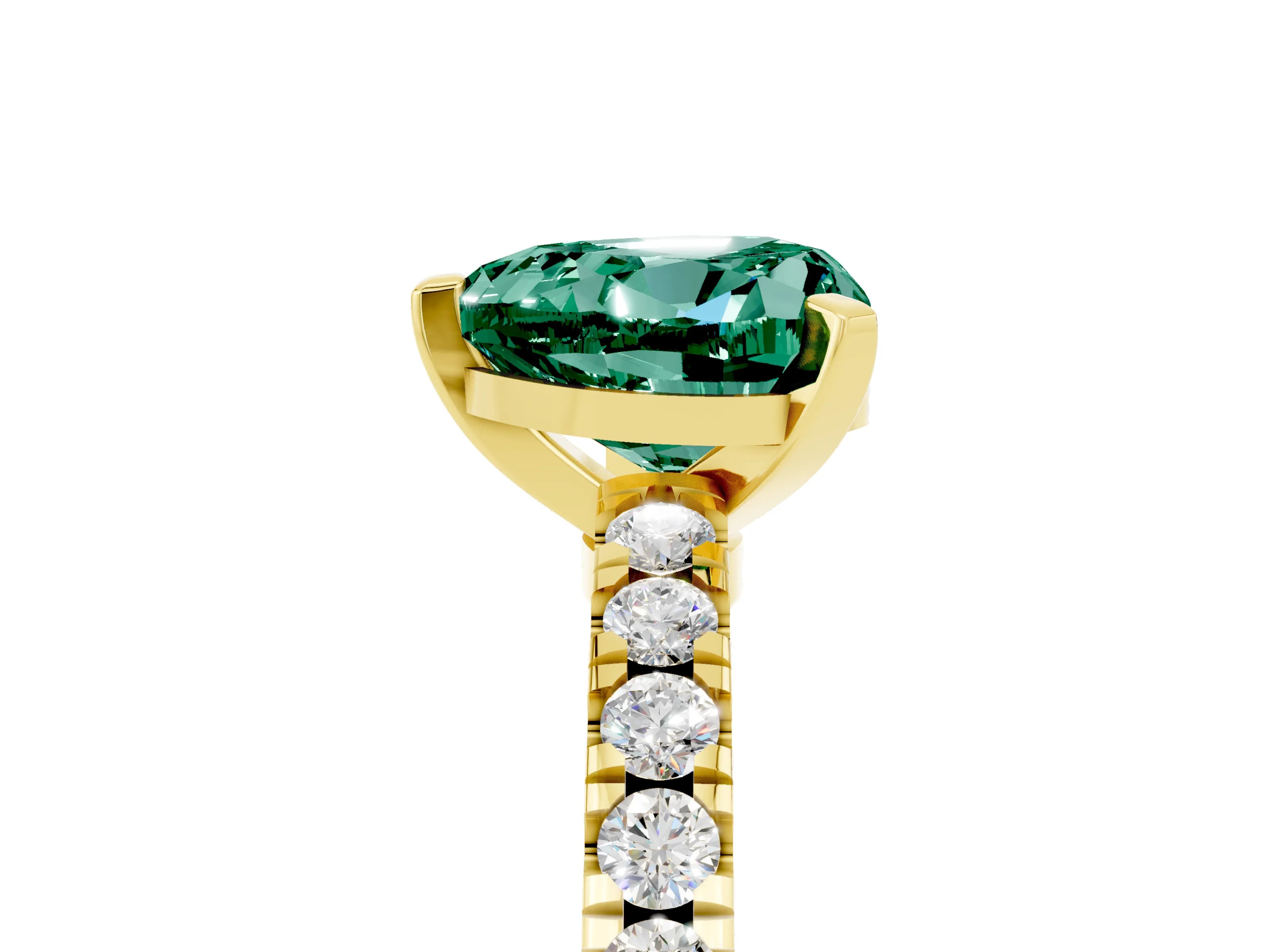 Yellow gold Heart Cut Solitaire Diamond with Pavé Band and Four-Prong Setting_5
