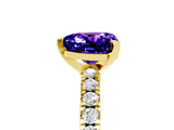Yellow gold Heart Cut Solitaire Diamond with Pavé Band and Four-Prong Setting_5