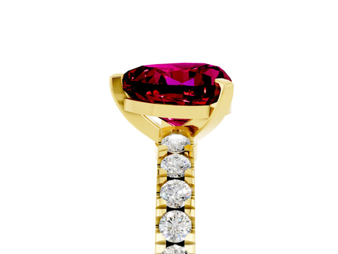 Yellow gold Heart Cut Solitaire Diamond with Pavé Band and Four-Prong Setting_5