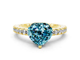 Yellow gold Heart Cut Solitaire Diamond with Pavé Band and Four-Prong Setting