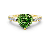 Yellow gold Heart Cut Solitaire Diamond with Pavé Band and Four-Prong Setting