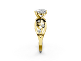 Yellow gold Heart Cut Solitaire Diamond with Side Stones on Criss-Cross Band and Four-Prong Setting_6