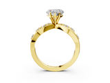 Yellow gold Heart Cut Solitaire Diamond with Side Stones on Criss-Cross Band and Four-Prong Setting_7