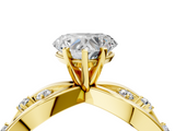 Yellow gold Heart Cut Solitaire Diamond with Side Stones on Criss-Cross Band and Four-Prong Setting_8