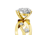 Yellow gold Heart Cut Solitaire Diamond with Side Stones on Criss-Cross Band and Four-Prong Setting_9