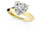 Yellow gold Heart Cut Solitaire Engagement Ring with Flat Band and Four-Prong Setting 1