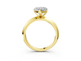 Yellow gold Heart Cut Solitaire Engagement Ring with Flat Band and Four-Prong Setting 3