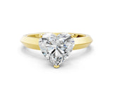 Yellow gold Heart Cut Solitaire Engagement Ring with Flat Band and Four-Prong Setting