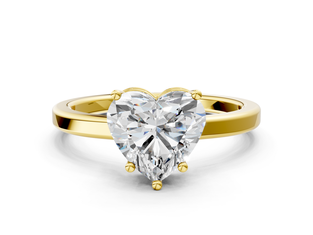 Yellow gold Heart Cut Solitaire Engagement Ring with Four-Prong Setting on a Classic Band_40