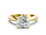 Yellow gold Heart Cut Solitaire Engagement Ring with Tapered Band and Four-Prong Setting