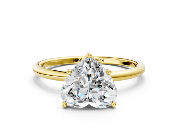 Yellow gold Heart Cut Solitaire Engagement Ring with Thin Band and Four-Prong Setting