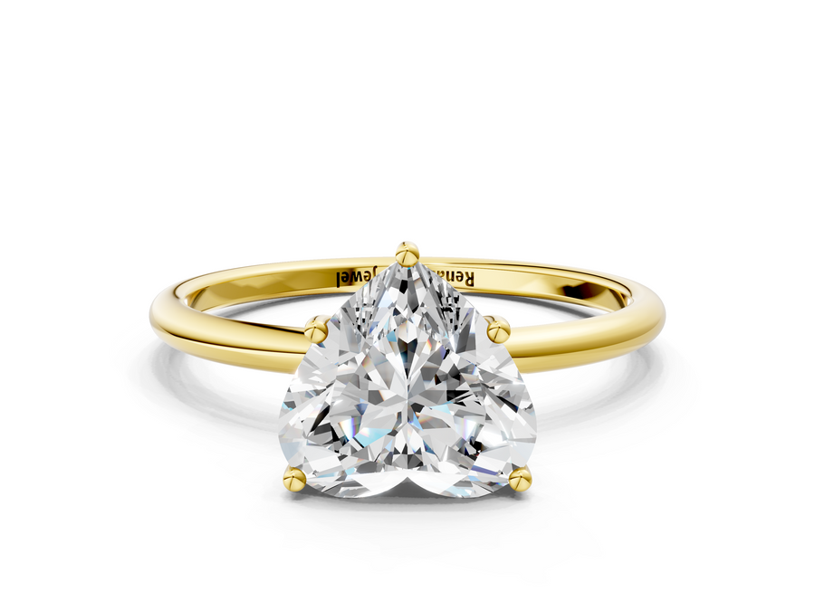 Yellow gold Heart Cut Solitaire Engagement Ring with Thin Band and Four-Prong Setting