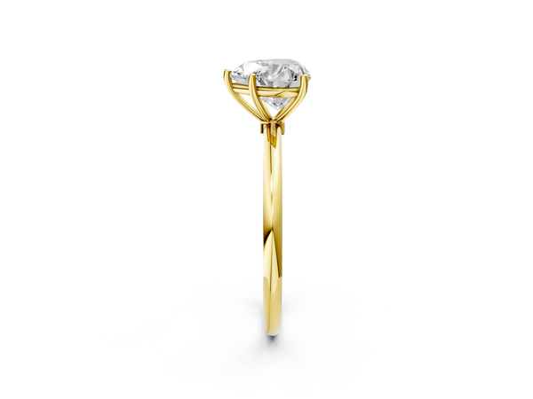 Yellow gold Heart Cut Solitaire Engagement Ring with Thin Band and Four-Prong Setting