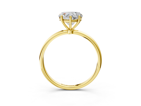 Yellow gold Heart Cut Solitaire Engagement Ring with Thin Band and Four-Prong Setting