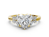 Yellow gold Heart Cut Solitaire Floral Diamond Ring with Four-Prong Setting_30