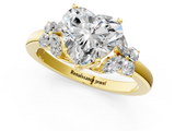 Yellow gold Heart Cut Solitaire Floral Diamond Ring with Four-Prong Setting_31