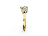 Yellow gold Heart Cut Solitaire Floral Diamond Ring with Four-Prong Setting_32