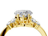 Yellow gold Heart Cut Solitaire Floral Diamond Ring with Four-Prong Setting_34