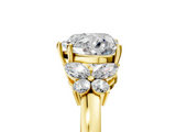 Yellow gold Heart Cut Solitaire Floral Diamond Ring with Four-Prong Setting_35