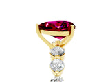 Yellow gold Heart Cut Solitaire Garnet Ring with Pave Band and Four-Prong Setting_5