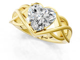 Yellow gold Heart Cut Solitaire Intertwined Band Prong Setting Ring_11