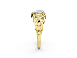 Yellow gold Heart Cut Solitaire Intertwined Band Prong Setting Ring_12