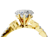 Yellow gold Heart Cut Solitaire Leaf-Inspired Diamond Ring with Pavé Band and Four-Prong Setting_12