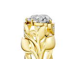 Yellow gold Heart Cut Solitaire Leaf-Inspired Engagement Ring with Prong Setting_20