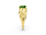 Yellow gold Heart Cut Solitaire Leaf-Inspired Engagement Ring with Prong Setting_2
