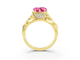 Yellow gold Heart Cut Solitaire Leaf-Inspired Engagement Ring with Prong Setting_3