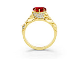 Yellow gold Heart Cut Solitaire Leaf-Inspired Engagement Ring with Prong Setting_3