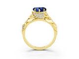 Yellow gold Heart Cut Solitaire Leaf-Inspired Engagement Ring with Prong Setting_3