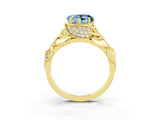Yellow gold Heart Cut Solitaire Leaf-Inspired Engagement Ring with Prong Setting_3