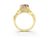 Yellow gold Heart Cut Solitaire Leaf-Inspired Engagement Ring with Prong Setting_3