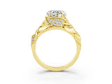 Yellow gold Heart Cut Solitaire Leaf-Inspired Engagement Ring with Prong Setting_3