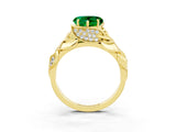 Yellow gold Heart Cut Solitaire Leaf-Inspired Engagement Ring with Prong Setting_3