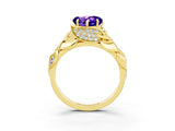 Yellow gold Heart Cut Solitaire Leaf-Inspired Engagement Ring with Prong Setting_3