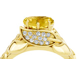 Yellow gold Heart Cut Solitaire Leaf-Inspired Engagement Ring with Prong Setting_4